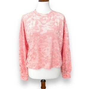 🍀 Freshman 1996 Pink Camo Terry Burnout Cropped Sweatshirt Size Small